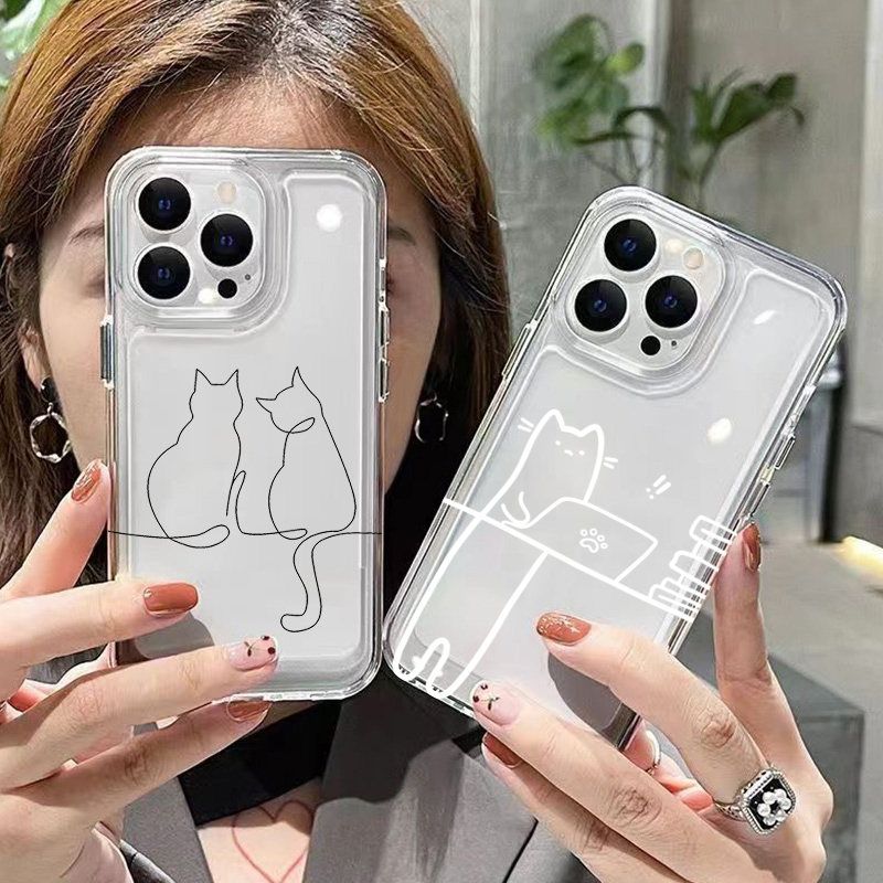 Phone Cases Xiaomi 15 - Cute Line Cat Custodia Antiurto per